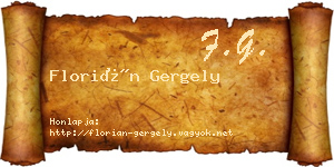 Florián Gergely névjegykártya